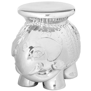 Silver Glazed Ceramic Elephant Stool | Safavieh - ACS4501