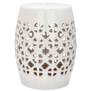 Cream Circle Lattice Garden Stool | Safavieh - ACS4508