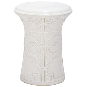 White Imperial Scroll Garden Stool | Safavieh - ACS4521