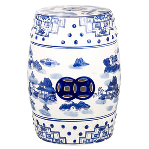 Gateless Mist Chinoiserie Garden Stool | Safavieh - ACS4558