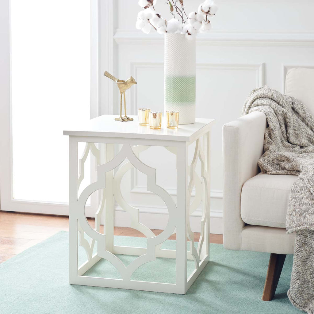 Safavieh Milo Trellis Gold Leaf End Table - Cream