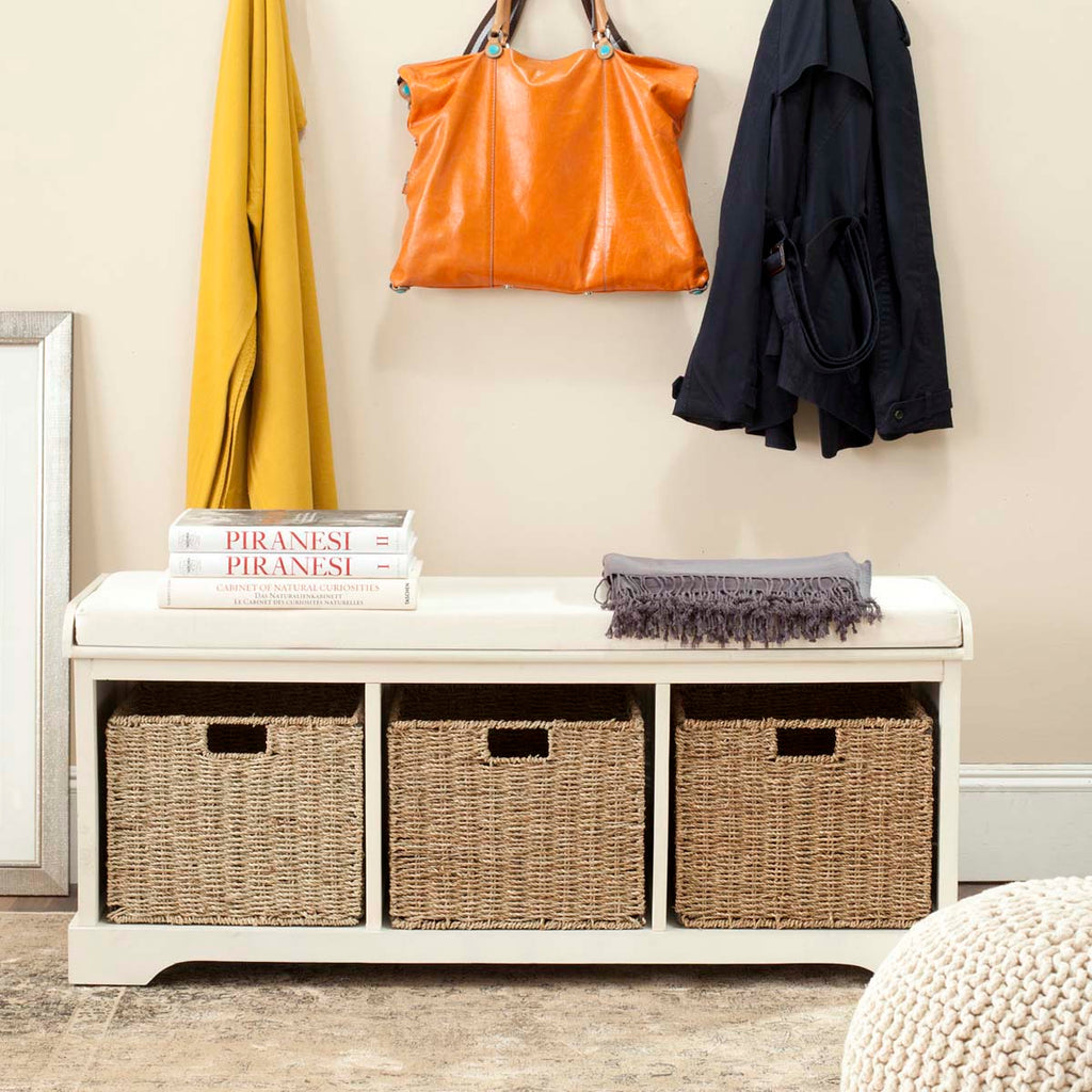 Safavieh Lonan Wicker Storage Bench - White/White