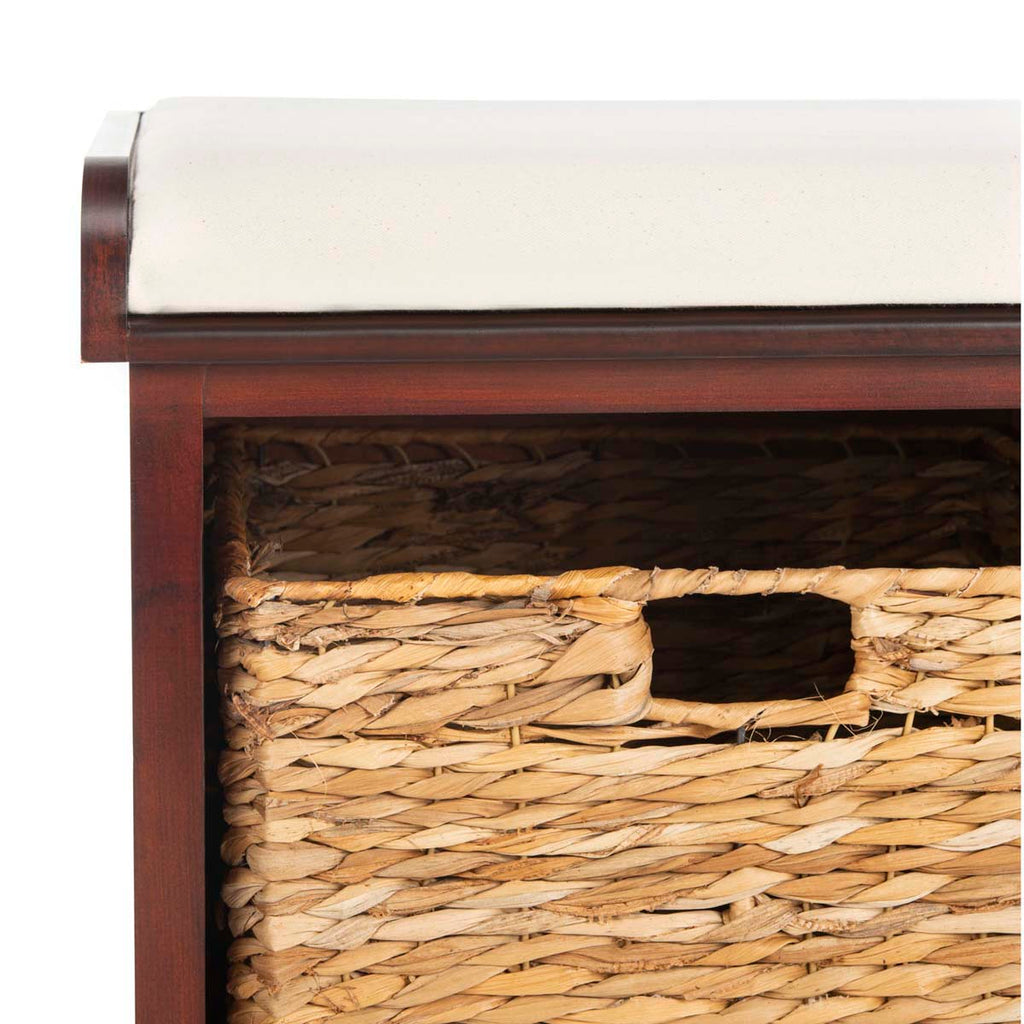 Safavieh Freddy Wicker Storage Bench - Cherry
