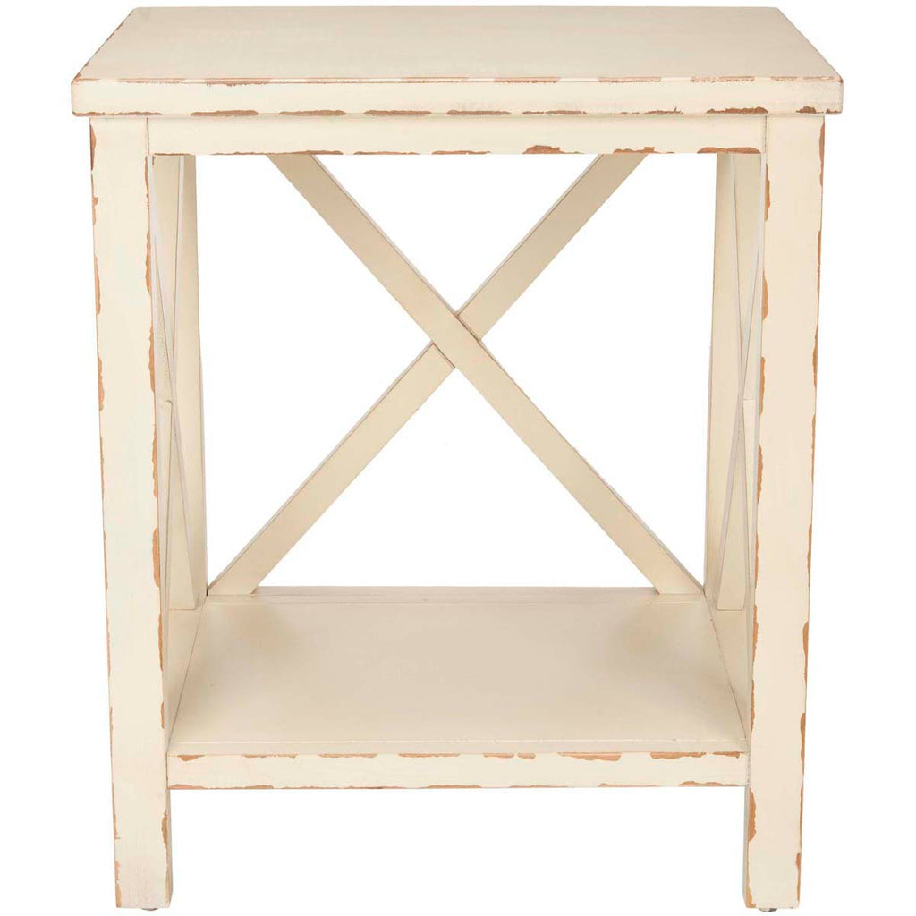 Safavieh Mia End Table - Distressed Ivory