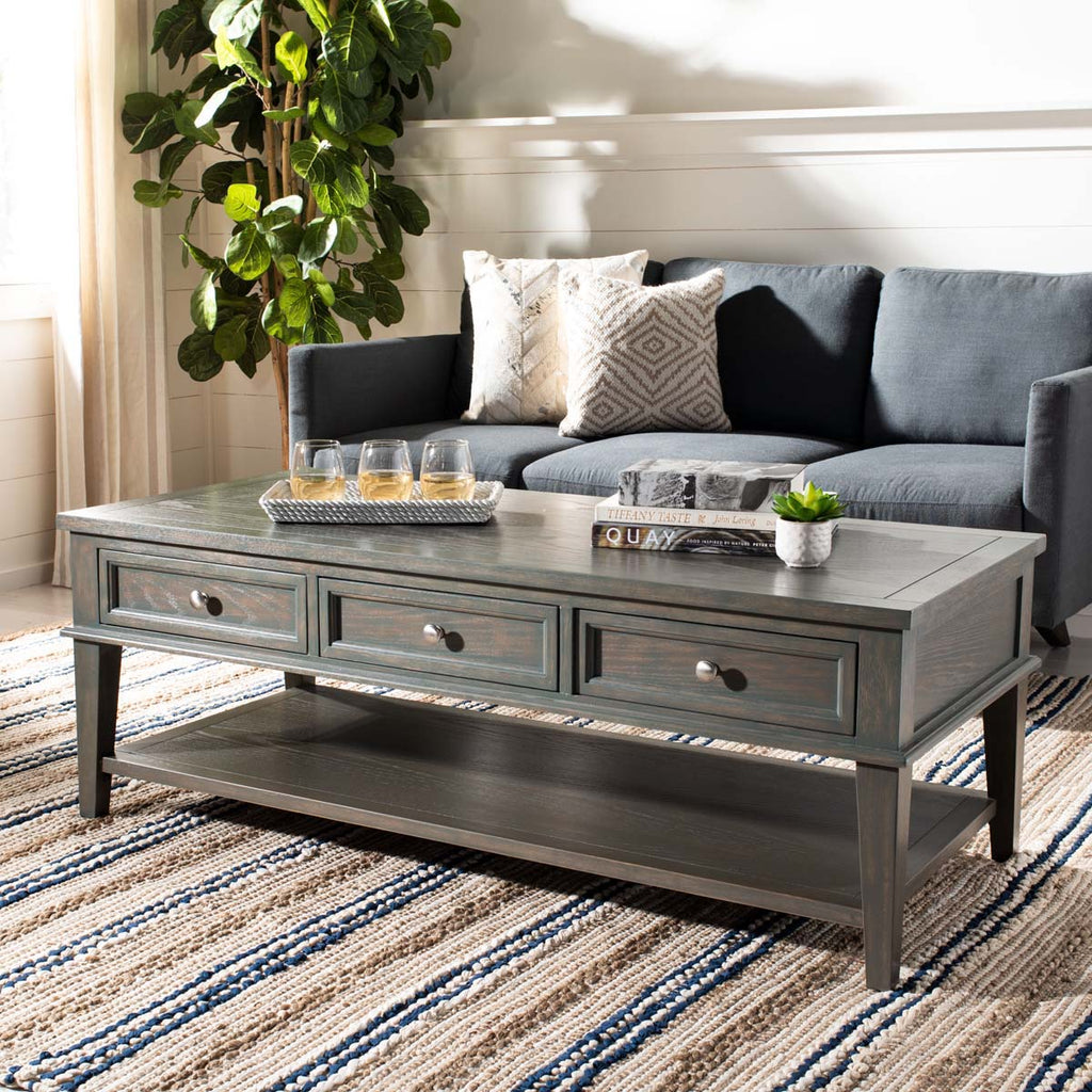 Safavieh Manelin Coffee Table With Storage Drawers - Ash Grey