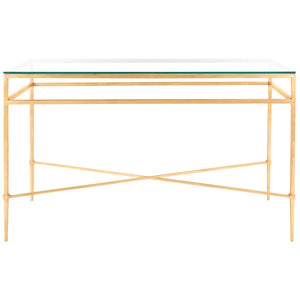 Safavieh Couture Baumgarten Antique Gold Glass Console Table - Gold / Glass