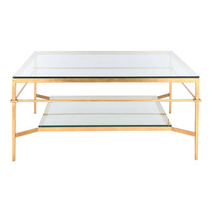 Safavieh Couture Mieka Gold Leaf Glass Cocktail Table - Gold / Glass