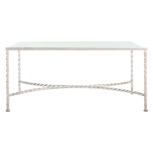 Safavieh Matilda Silver Leaf Glass Coffee Table-Silver / Black