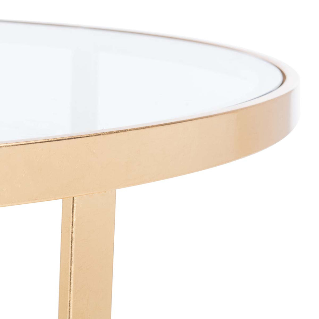 Safavieh Couture Mona Round Gold Leaf Coffee Table - Gold