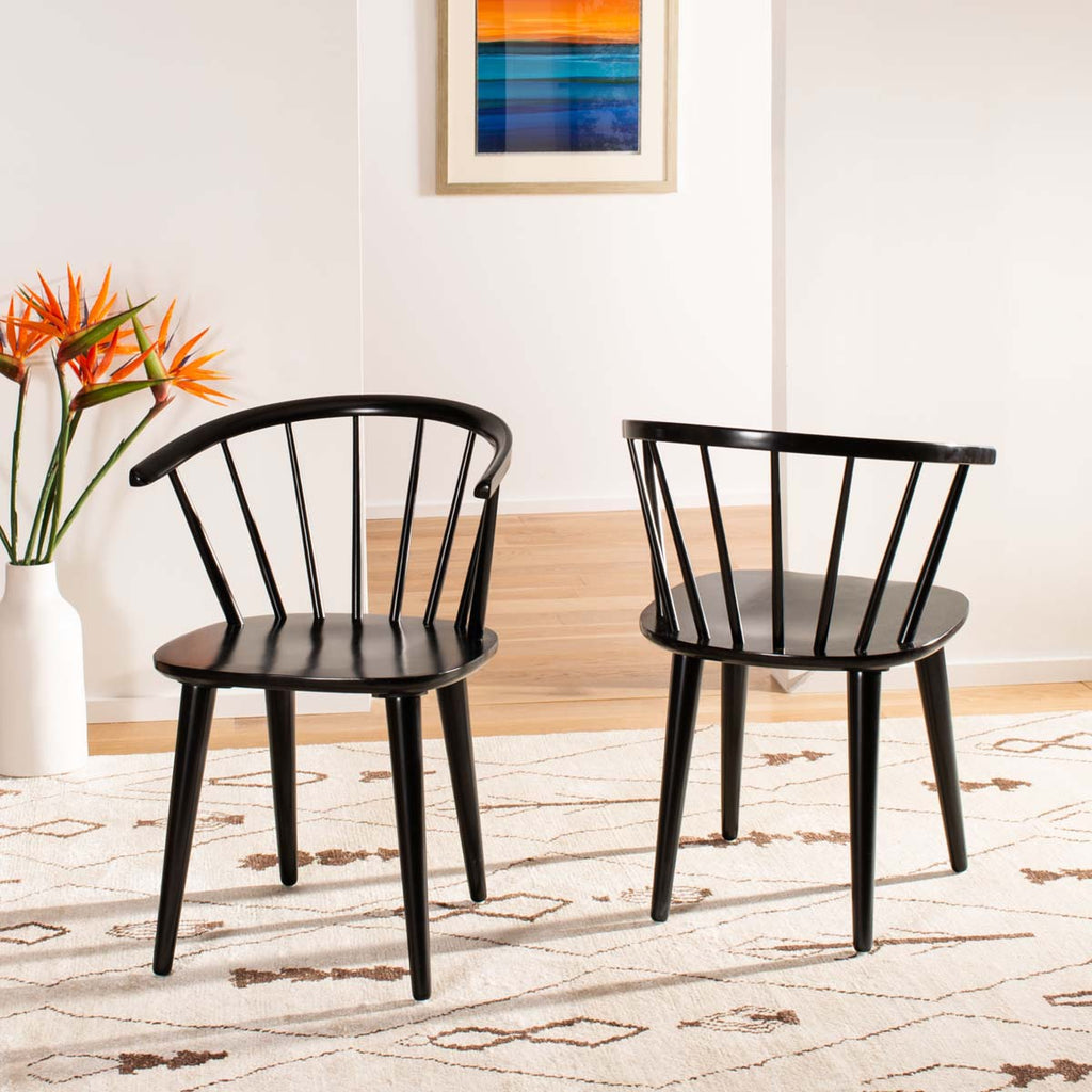 Safavieh Blanchard 18''H Curved Spindle Side Chair-Black (Set of 2)