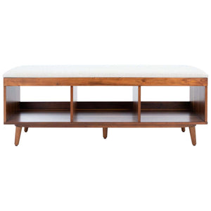 Safavieh Cricket Open Shelf Bench - Cream / Natural Acacia