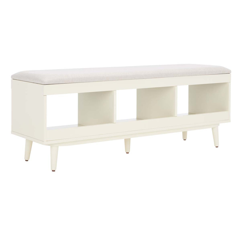 Safavieh Cricket Open Shelf Bench W/Cushion - Cream Linen/Cream