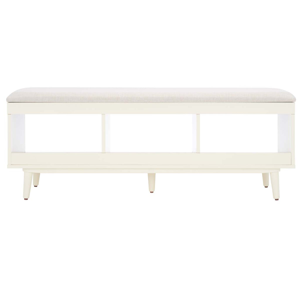 Safavieh Cricket Open Shelf Bench W/Cushion - Cream Linen/Cream
