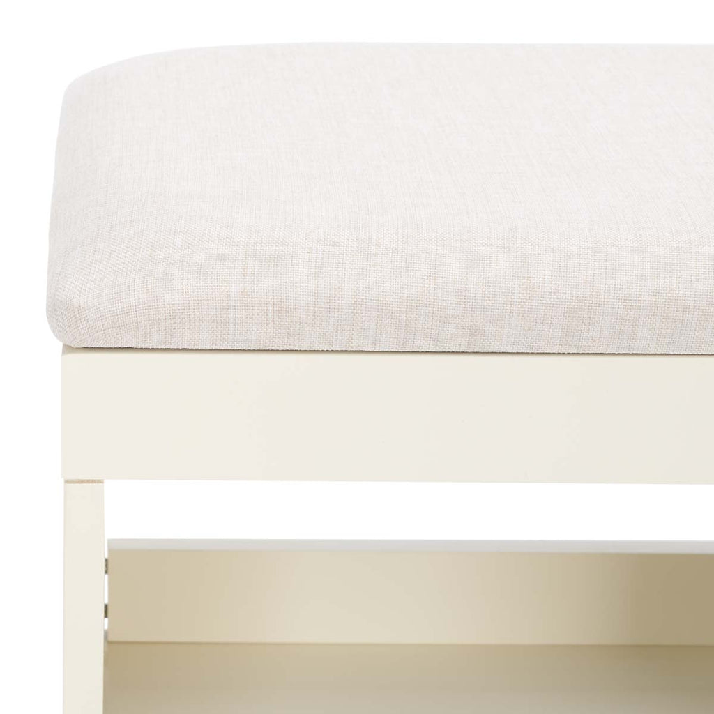 Safavieh Cricket Open Shelf Bench W/Cushion - Cream Linen/Cream