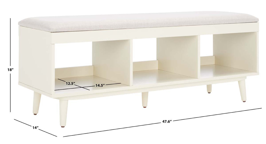 Safavieh Cricket Open Shelf Bench W/Cushion - Cream Linen/Cream