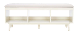 Safavieh Cricket Open Shelf Bench W/Cushion - Cream Linen/Cream