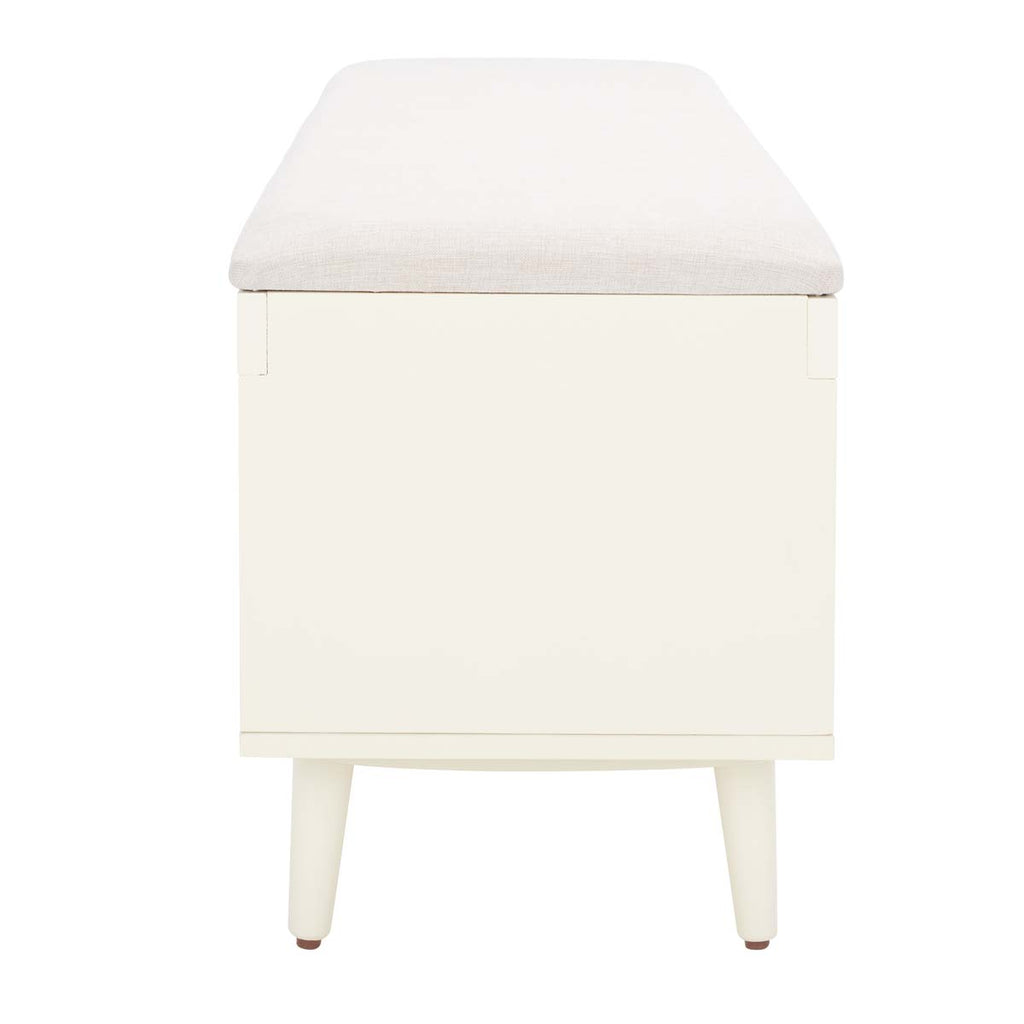 Safavieh Cricket Open Shelf Bench W/Cushion - Cream Linen/Cream