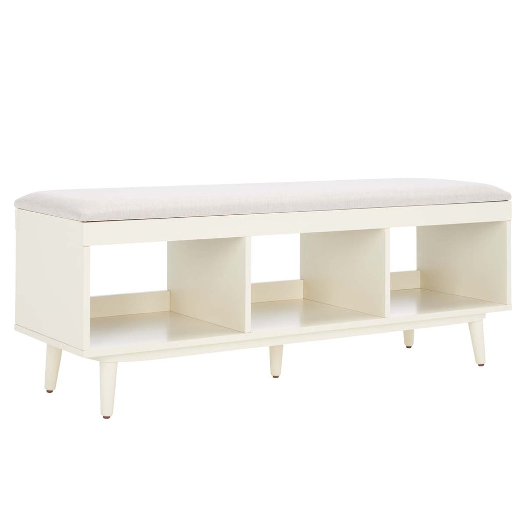 Safavieh Cricket Open Shelf Bench W/Cushion - Cream Linen/Cream