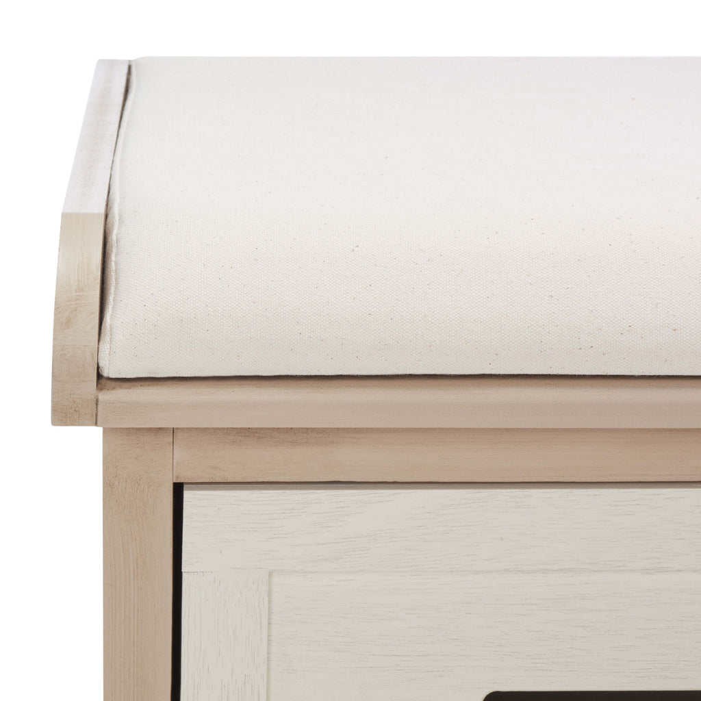 Safavieh Briar 3 Drawer Cushion Bench - Sand / Distressed White