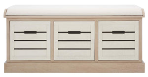 Safavieh Briar 3 Drawer Cushion Bench - Sand / Distressed White