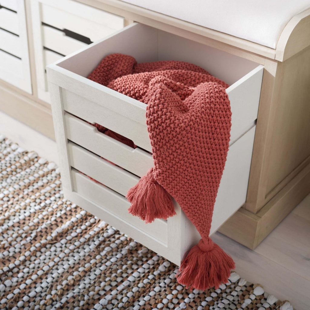 Safavieh Briar 3 Drawer Cushion Bench - Sand / Distressed White