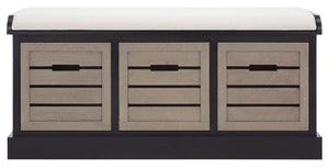 Safavieh Briar 3 Drawer Cushion Bench - Black / Greige