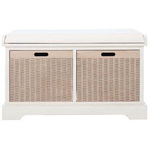 Safavieh Landers 2 Drawer/Cushion Storage Bench - Distressed White