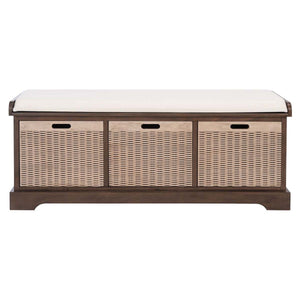 Safavieh Landers 3 Drawer/Cushion Storage Bench-Brown