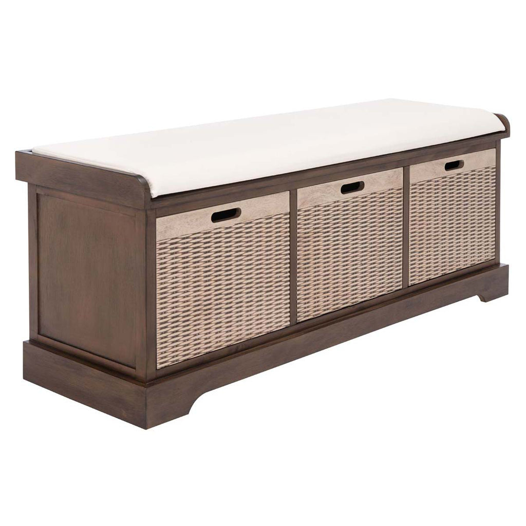 Safavieh Landers 3 Drawer/Cushion Storage Bench-Brown