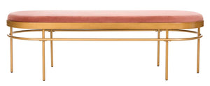 Safavieh Sylva Oval Bench - Dusty Rose Velvet/Gold