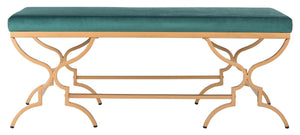 Safavieh Juliet Rectangular Bench - Emerald Velvet/Gold