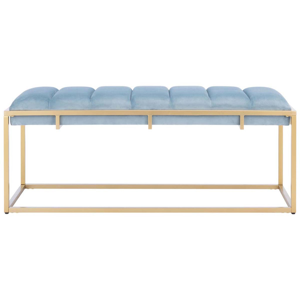 Safavieh Thalam Channel Tufted Bench - Slate Blue / Gold