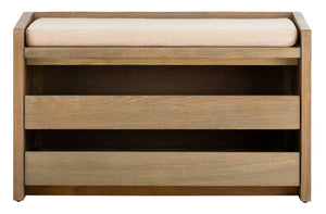 Safavieh Percy Storage Bench - Rustic Oak/Beige Linen
