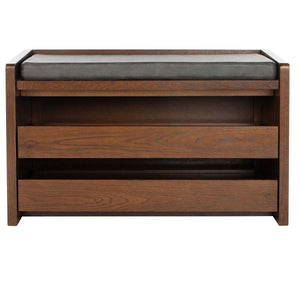Safavieh Percy Storage Bench - Walnut/Grey Pu