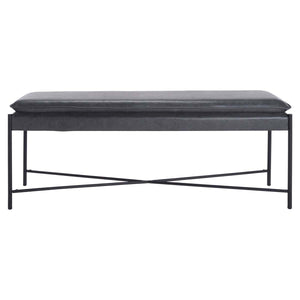 Safavieh Kara Cushioned X Bench - Grey Pu/Black