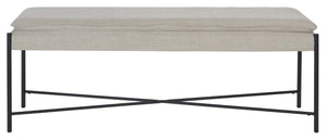 Safavieh Kara Cushioned X Bench - Light Grey Linen/Black