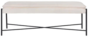 Safavieh Kara Cushioned X Bench - Light Beige Linen/Black