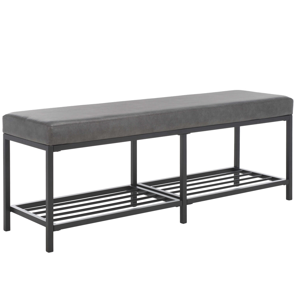 Safavieh Yomi 2 Rail Shelf Bench - Grey / Black