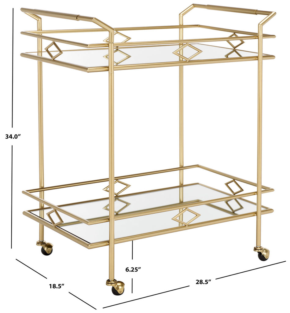 Safavieh Elspeth 2 Tier Bar Cart - Gold / Mirror