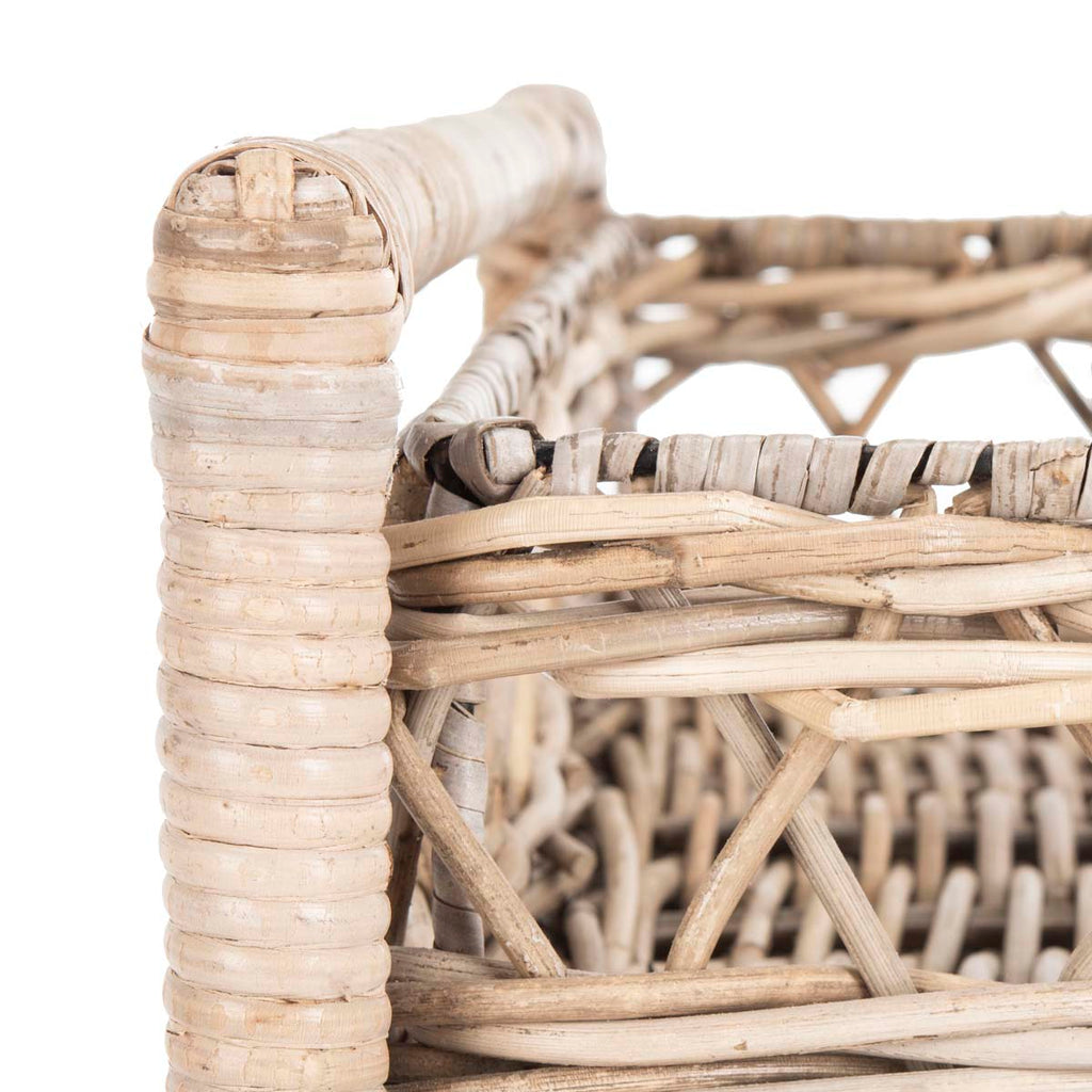 Safavieh Ambrose 2 Tier Rattan Bar Cart - Grey Wash/Antique Brass Wheels