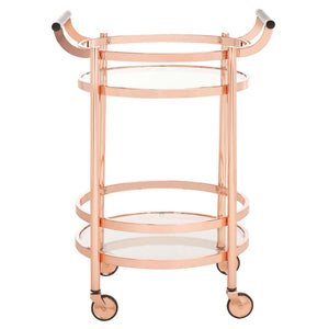 Safavieh Sienna 2 Tier Round Bar Cart - Rose Gold