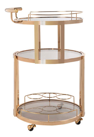 Safavieh Rio 3 Tier Round Bar Cart And Wine Rack - Gold/Tea Glass
