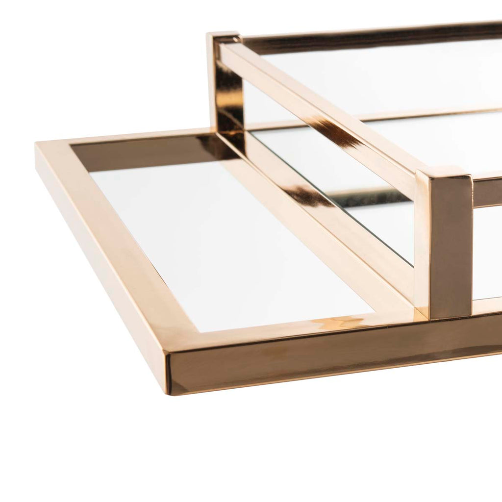 Safavieh Capri 2 Tier Rectangle Bar Cart - Gold/Mirror