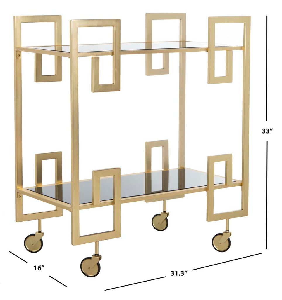 Safavieh Eliza 2 Tier Bar Cart - Matte Brass/Glass