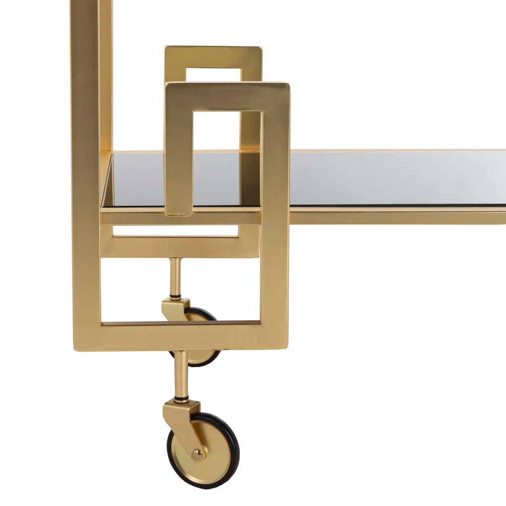 Safavieh Eliza 2 Tier Bar Cart - Matte Brass/Glass