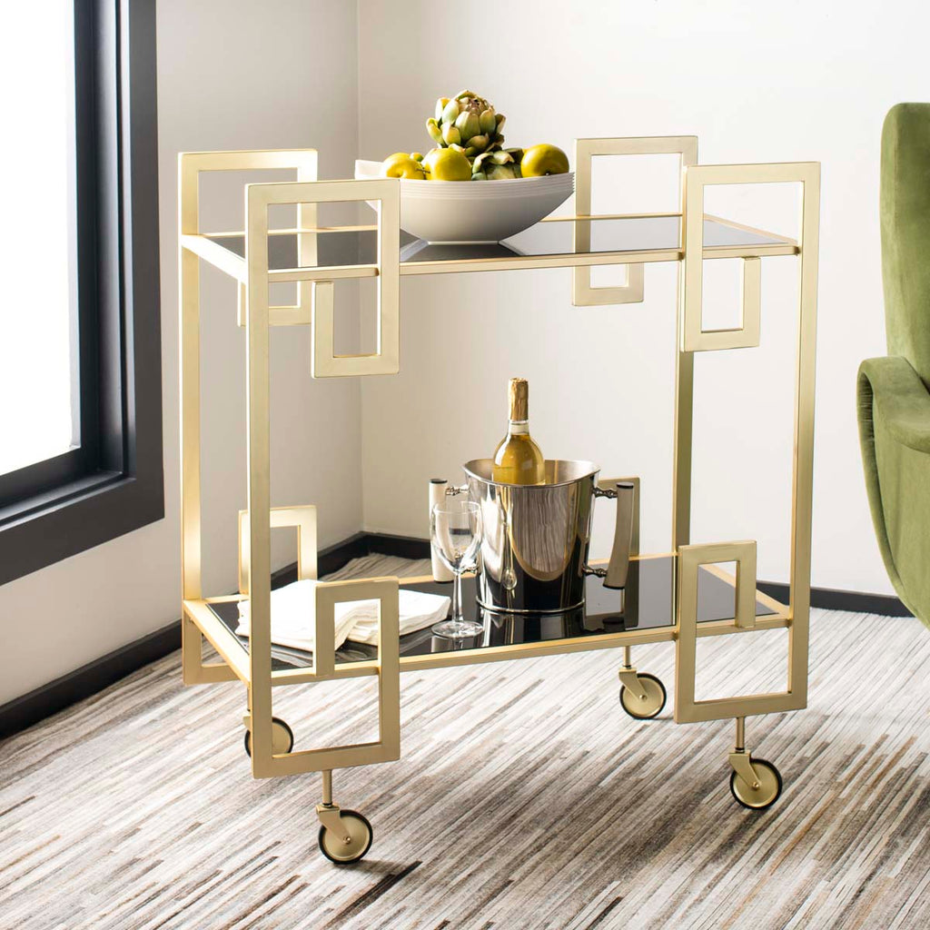 Safavieh Eliza 2 Tier Bar Cart - Matte Brass/Glass