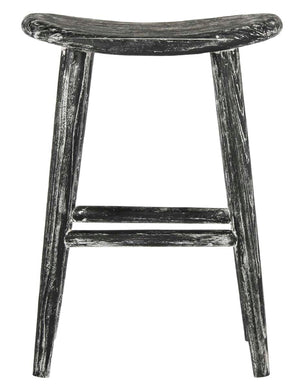 Safavieh Colton Wood Counter Stool - Black/White Wash/Sungkai Wood