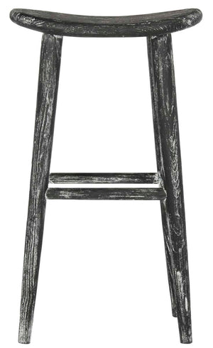 Safavieh Colton Wood Bar Stool - Black/White Wash/Sungkai Wood