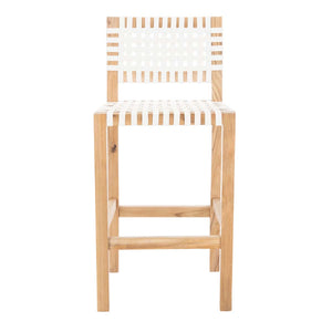 Safavieh Sorrento Counter Stool - Natural Teak/White Leather