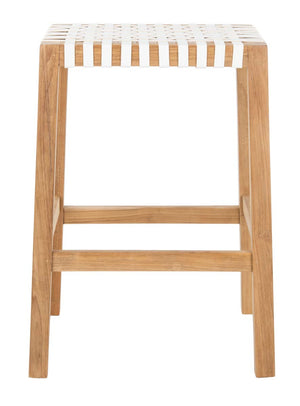 Safavieh Capri Counter Stool - Natural Teak/White Leather